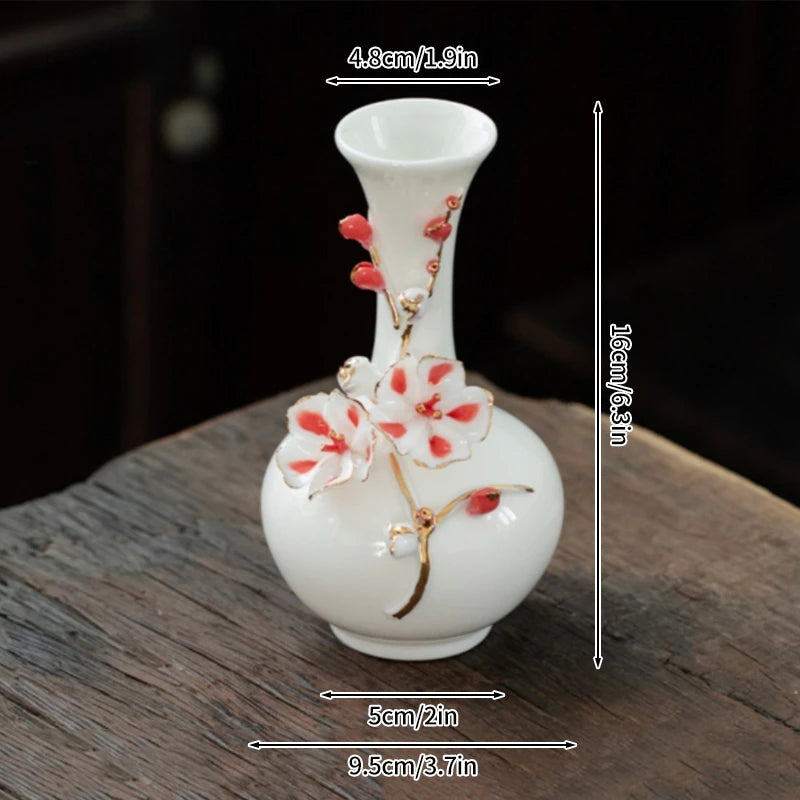 Plum Blossom Ceramic Vase Flower Arrangement Vase Room Decoration Flowerpot Teatable Decorative Vase Retro Ceramic Flower Bottle